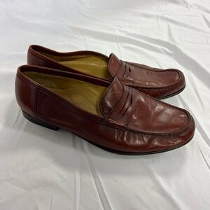 Santoni Penny Loafers Dress Shoes Brown Leather Italian Mens Size 10.5
